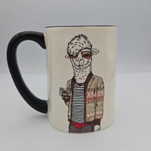 Hip Hipster Guy LLAMA Animal‎ Stoneware Mug by Signature Housewares Inc  EUC